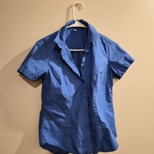Cobalt Blue Short Sleeve Button-Up Shirt